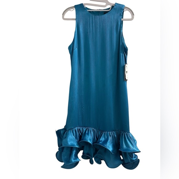 TAYLOR Women's Sleeveless Crew Neck Sheath Dress with Ruffled Hem NWT - Picture 9 of 11